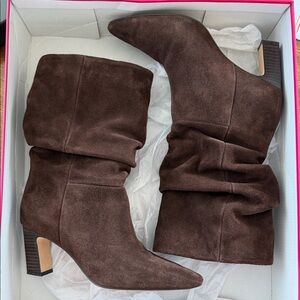 Vince Camuto Dark Brown Suede Heeled Boots
